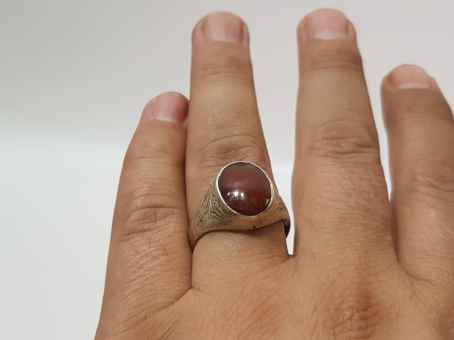 ANTİKA AKİK TAŞLI GÜMÜŞ YÜZÜK