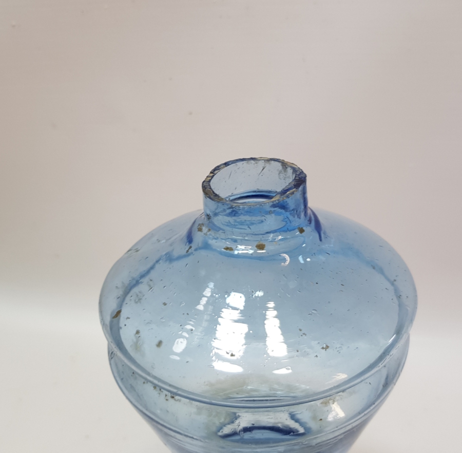 OSMANLI DÖNEMİ MAVİ RENKLİ CAM LAMBA