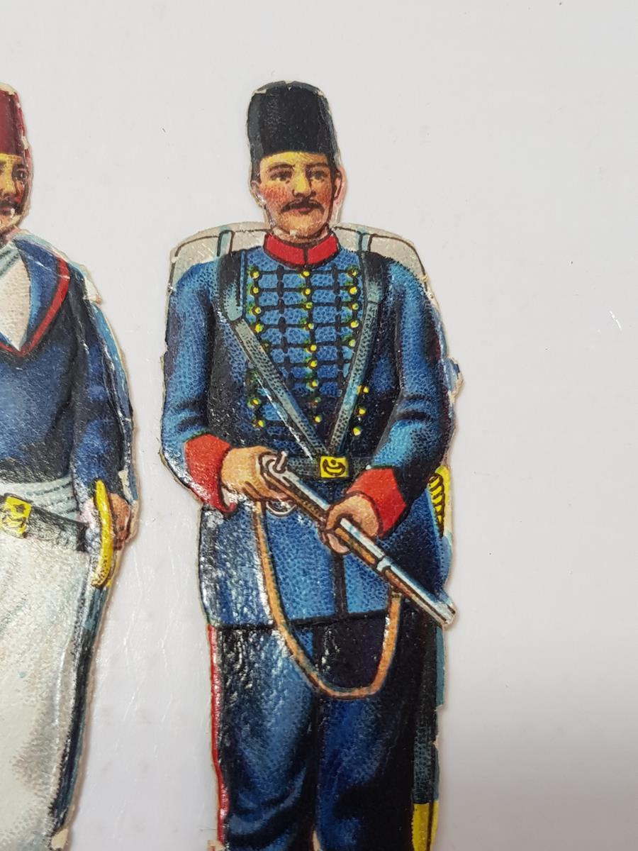 1. DÜNYA SAVAŞI DÖNEMİ ÇOK NADİR OSMANLI DENİZCİ VE TOPÇU SUBAYI KARTON OYUNCAK ASKERLER