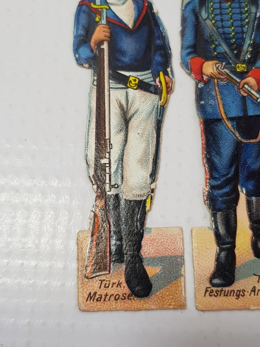 1. DÜNYA SAVAŞI DÖNEMİ ÇOK NADİR OSMANLI DENİZCİ VE TOPÇU SUBAYI KARTON OYUNCAK ASKERLER