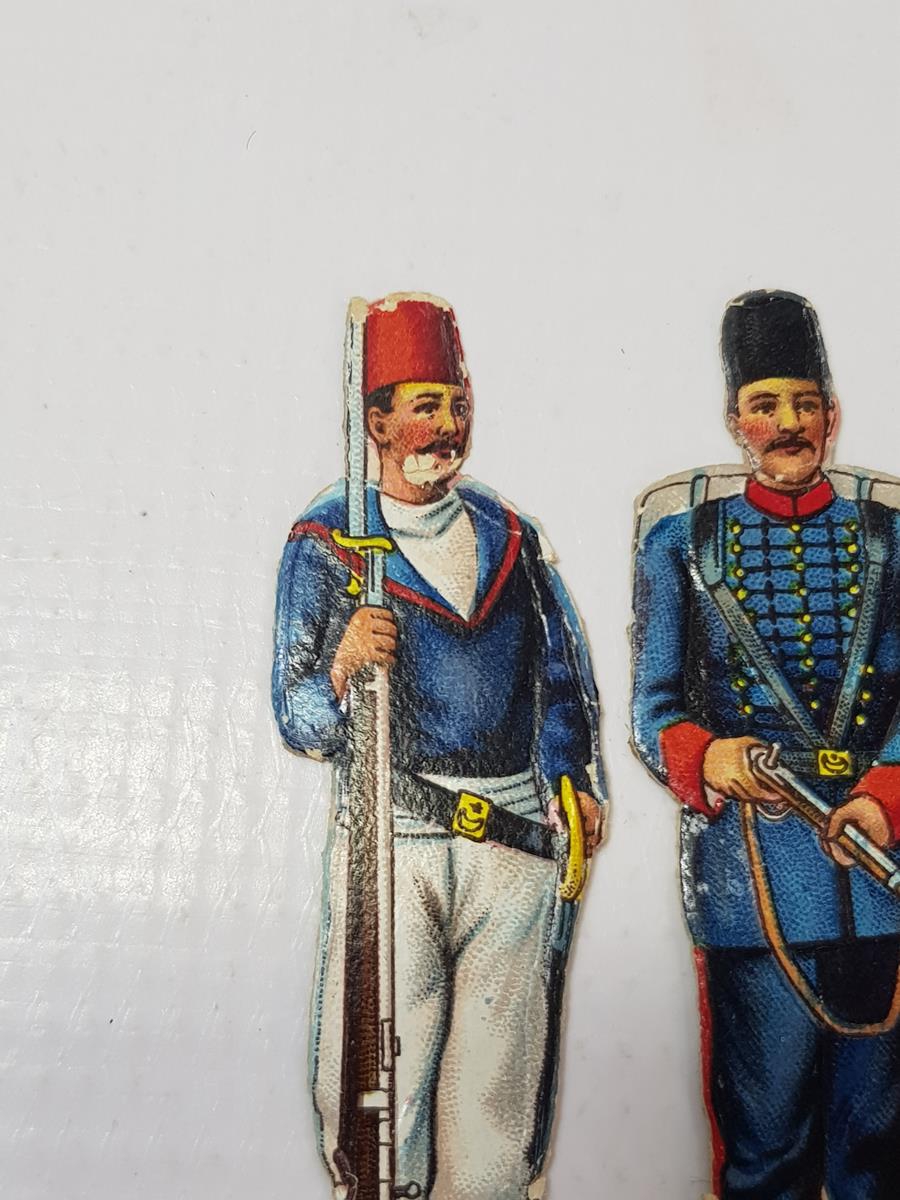 1. DÜNYA SAVAŞI DÖNEMİ ÇOK NADİR OSMANLI DENİZCİ VE TOPÇU SUBAYI KARTON OYUNCAK ASKERLER