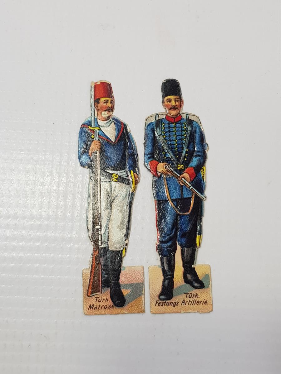 1. DÜNYA SAVAŞI DÖNEMİ ÇOK NADİR OSMANLI DENİZCİ VE TOPÇU SUBAYI KARTON OYUNCAK ASKERLER