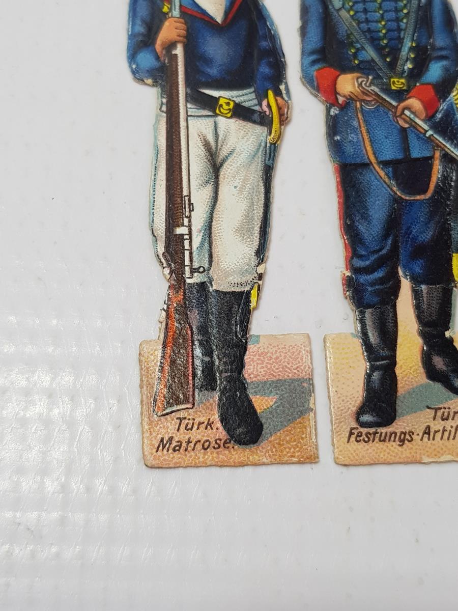 1. DÜNYA SAVAŞI DÖNEMİ ÇOK NADİR OSMANLI DENİZCİ VE TOPÇU SUBAYI KARTON OYUNCAK ASKERLER