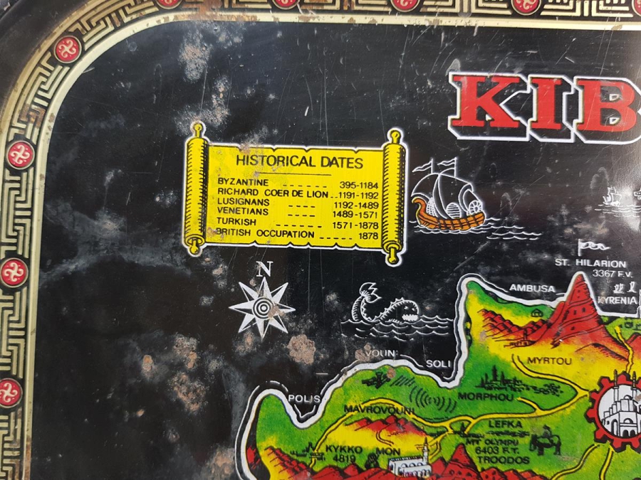 KIBRIS HARİTALI METAL TEPSİ