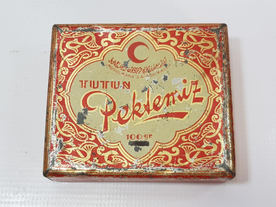 OSMANLI DÖNEMİ PEKTEMİZ MARKA ÇOK NADİR TENEKE SİGARA KUTUSU