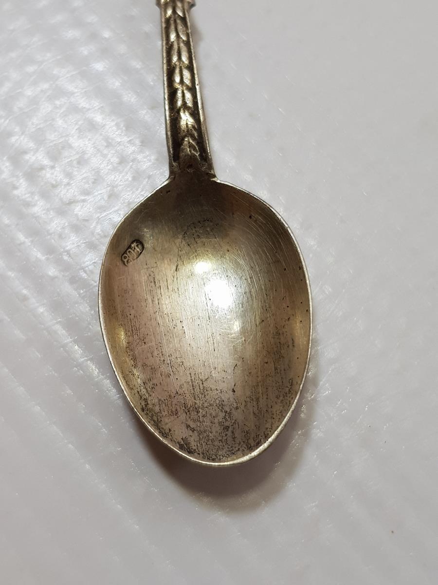 AY YILDIZ BAYRAKLI VE TÜRKİYE YAZILI MİNELİ GÜMÜŞ ÇAY KAŞIĞI