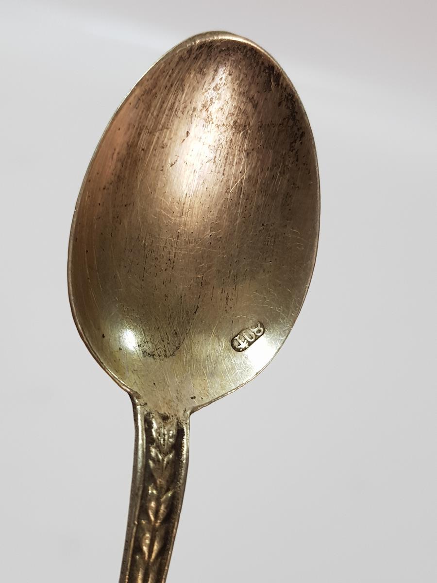 AY YILDIZ BAYRAKLI VE TÜRKİYE YAZILI MİNELİ GÜMÜŞ ÇAY KAŞIĞI