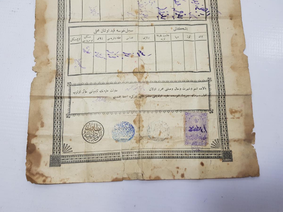 DEVLETİ ALİYYE OSMANİYE TEZKERESİ - İLK NÜFUS KAĞIDI