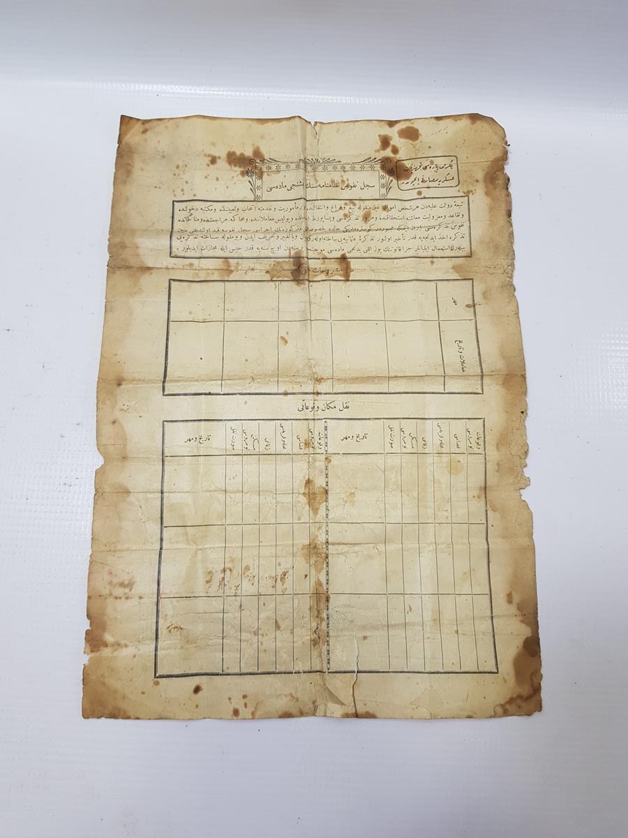 DEVLETİ ALİYYE OSMANİYE TEZKERESİ - İLK NÜFUS KAĞIDI