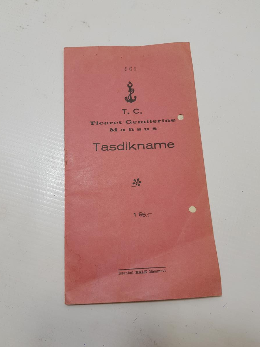 1955 TARİHLİ TİCARET GEMİSİ RUHSATNAMESİ