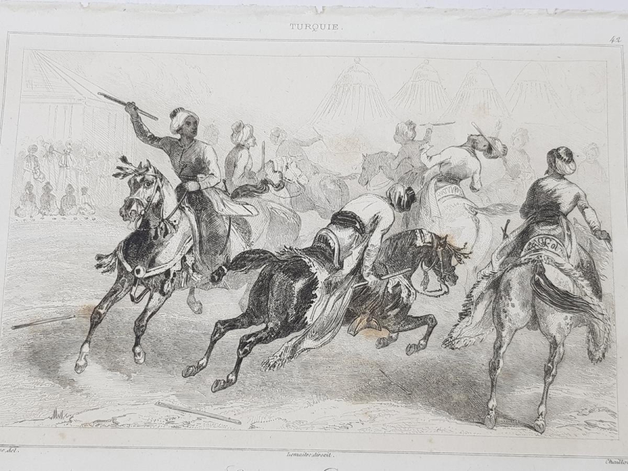 OSMANLI DÖNEMİ GRAVÜR: CİRİT OYNAYANLAR