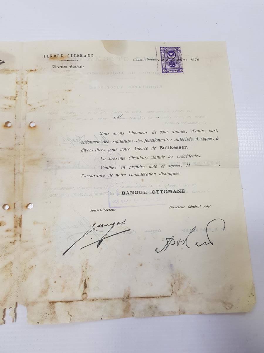 OSMANLI BANKASI BALIKESİR ŞUBESİ OSMANLICA VE FRANSIZCA İMZA SİRKÜLERİ