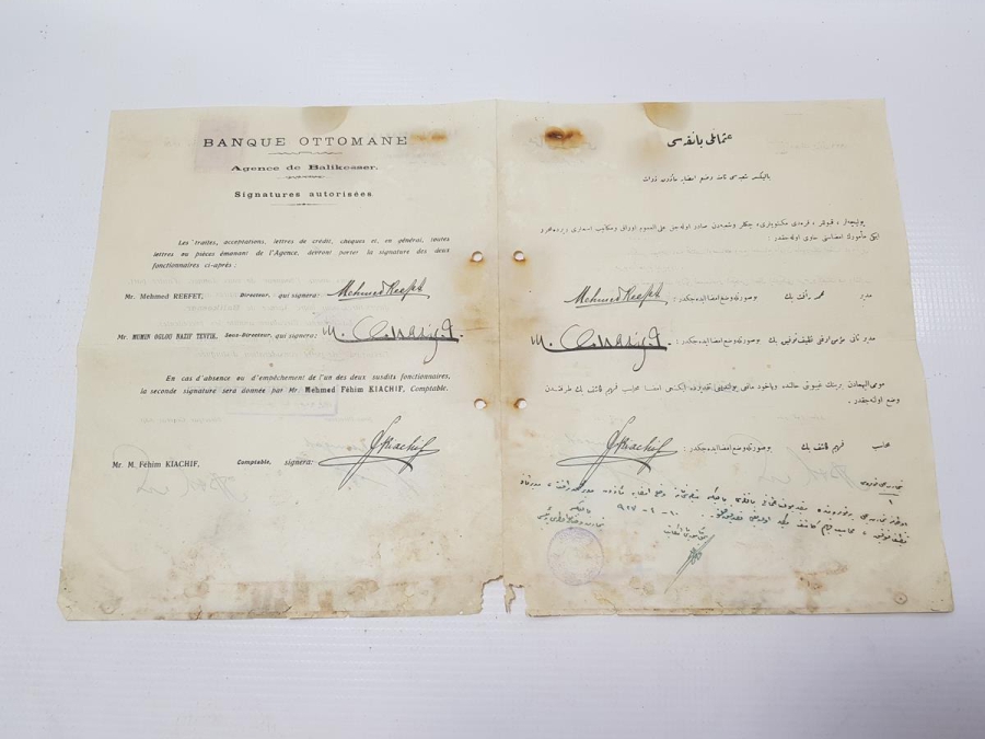 OSMANLI BANKASI BALIKESİR ŞUBESİ OSMANLICA VE FRANSIZCA İMZA SİRKÜLERİ