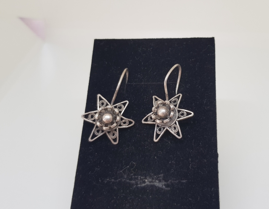 TELKARİ İŞÇİLİKLİ ÖZEL YAPIM ANTİKA GÜMÜŞ KÜPE