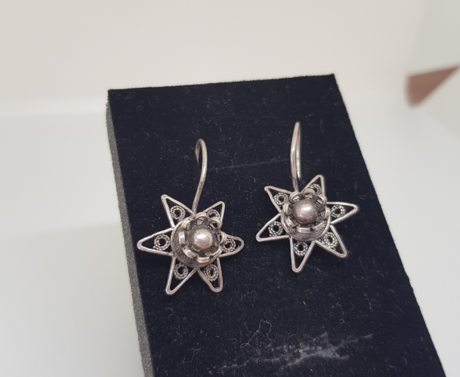 TELKARİ İŞÇİLİKLİ ÖZEL YAPIM ANTİKA GÜMÜŞ KÜPE