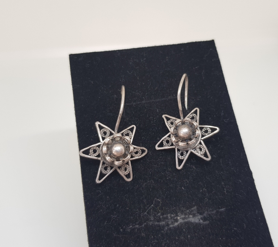 TELKARİ İŞÇİLİKLİ ÖZEL YAPIM ANTİKA GÜMÜŞ KÜPE