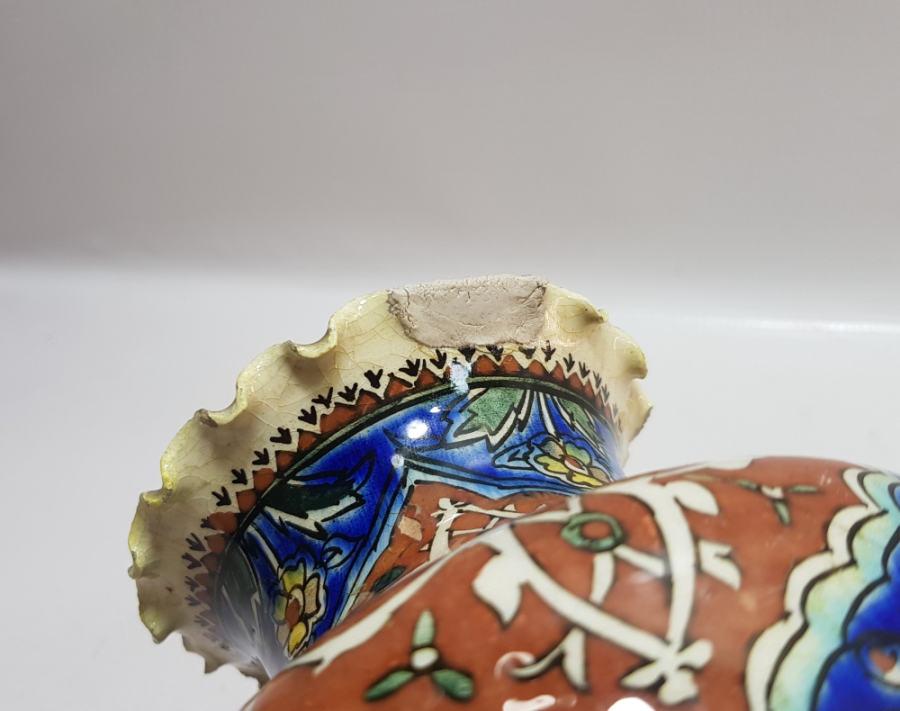 OSMANLI DÖNEMİ NADİR RENKTE BÜYÜK BOY KÜTAHYA ÇİNİ VAZO