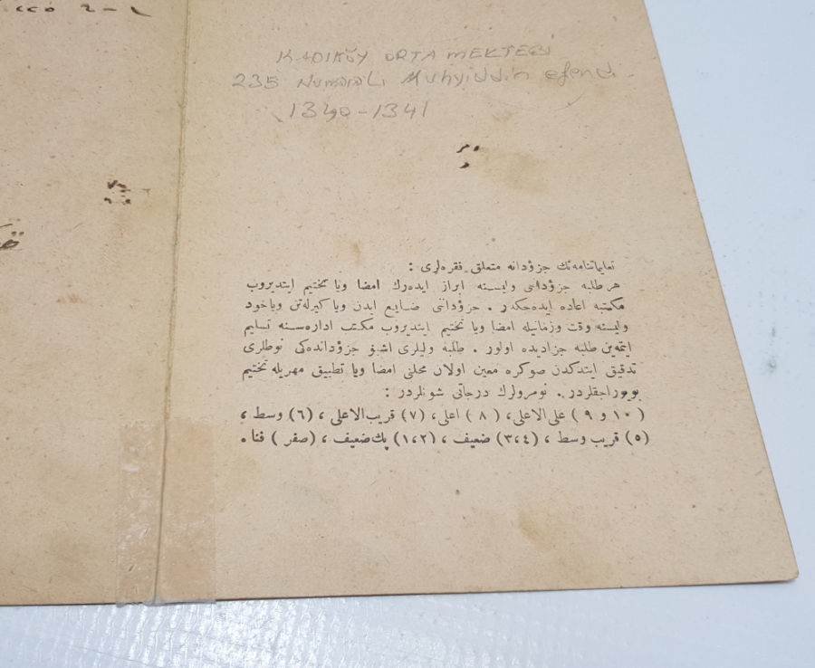 CUMHURİYETİMİZİN İLK KARNESİ