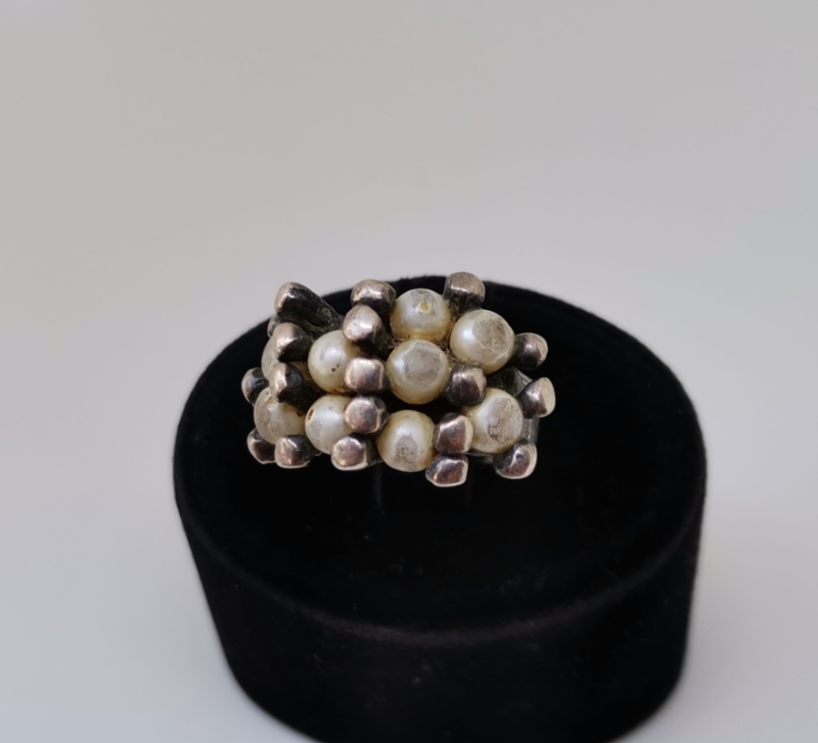 ÖZEL TASARIM İNCİLİ GÜMÜŞ YÜZÜK