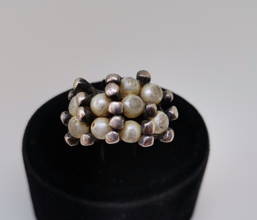 ÖZEL TASARIM İNCİLİ GÜMÜŞ YÜZÜK