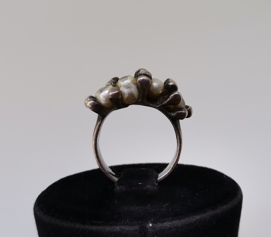 ÖZEL TASARIM İNCİLİ GÜMÜŞ YÜZÜK