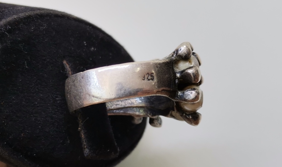 ÖZEL TASARIM İNCİLİ GÜMÜŞ YÜZÜK