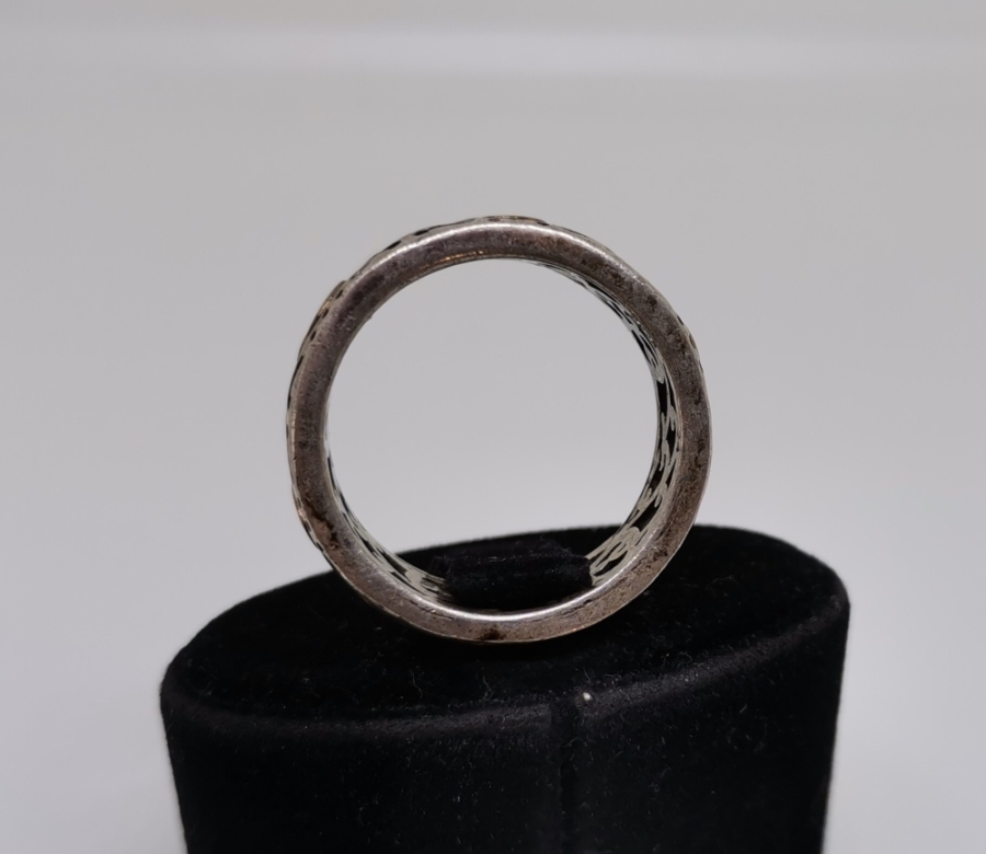 ÜZERİ AY YILDIZLI GÜMÜŞ ALYANS