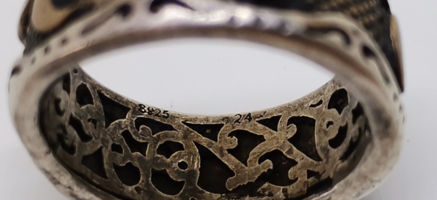 ÜZERİ AY YILDIZLI GÜMÜŞ ALYANS