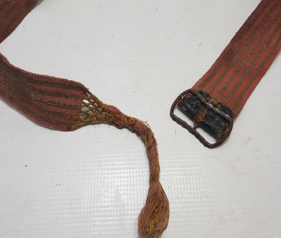 GÜMÜŞ SIRMA İŞÇİLİKLİ EL DOKUMA OSMANLI DÖNEMİ BEL KEMERİ