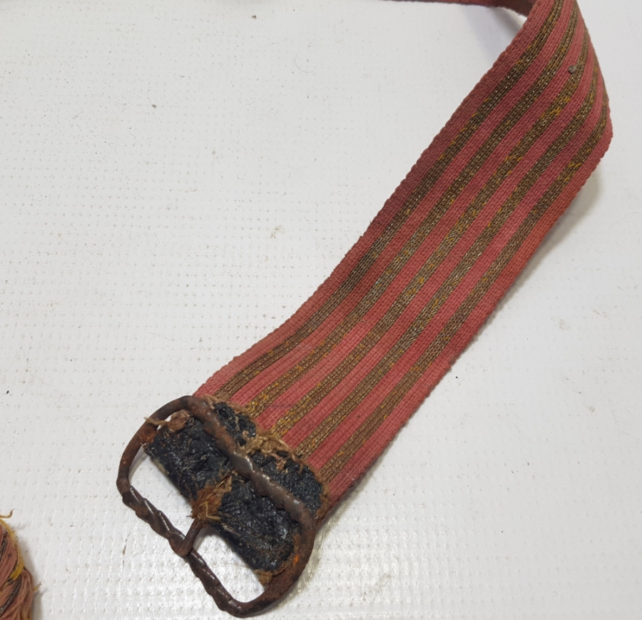 GÜMÜŞ SIRMA İŞÇİLİKLİ EL DOKUMA OSMANLI DÖNEMİ BEL KEMERİ