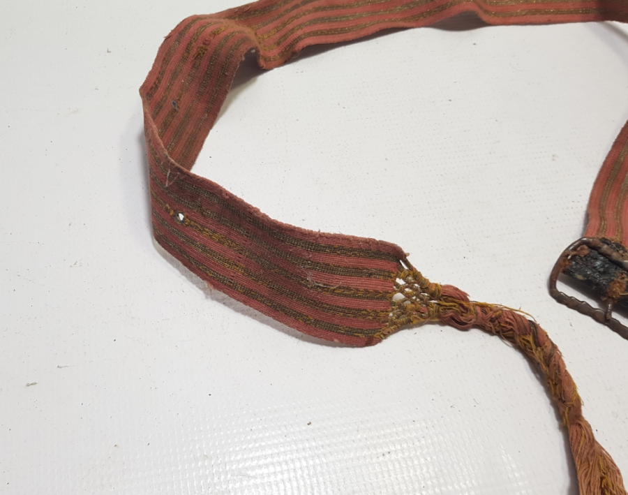 GÜMÜŞ SIRMA İŞÇİLİKLİ EL DOKUMA OSMANLI DÖNEMİ BEL KEMERİ