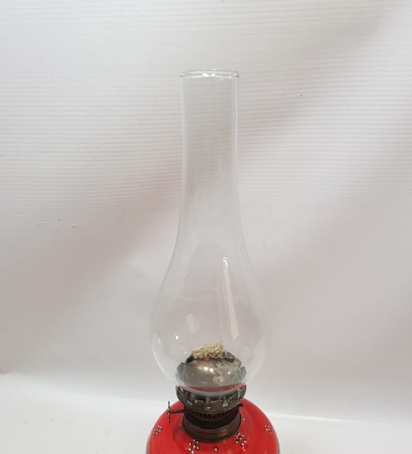 ÜZERİ EL BOYAMA İŞÇİLİKLİ ANTİKA KÜTAHYA GAZ LAMBASI