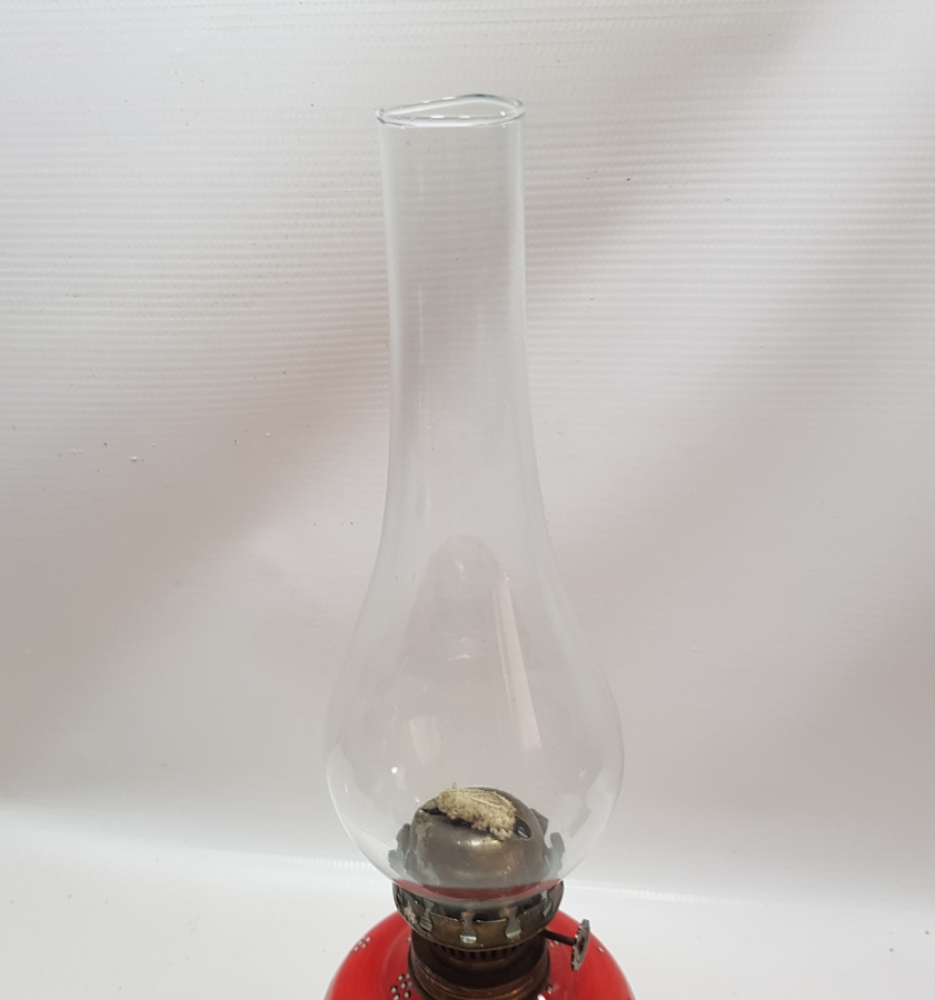 ÜZERİ EL BOYAMA İŞÇİLİKLİ ANTİKA KÜTAHYA GAZ LAMBASI