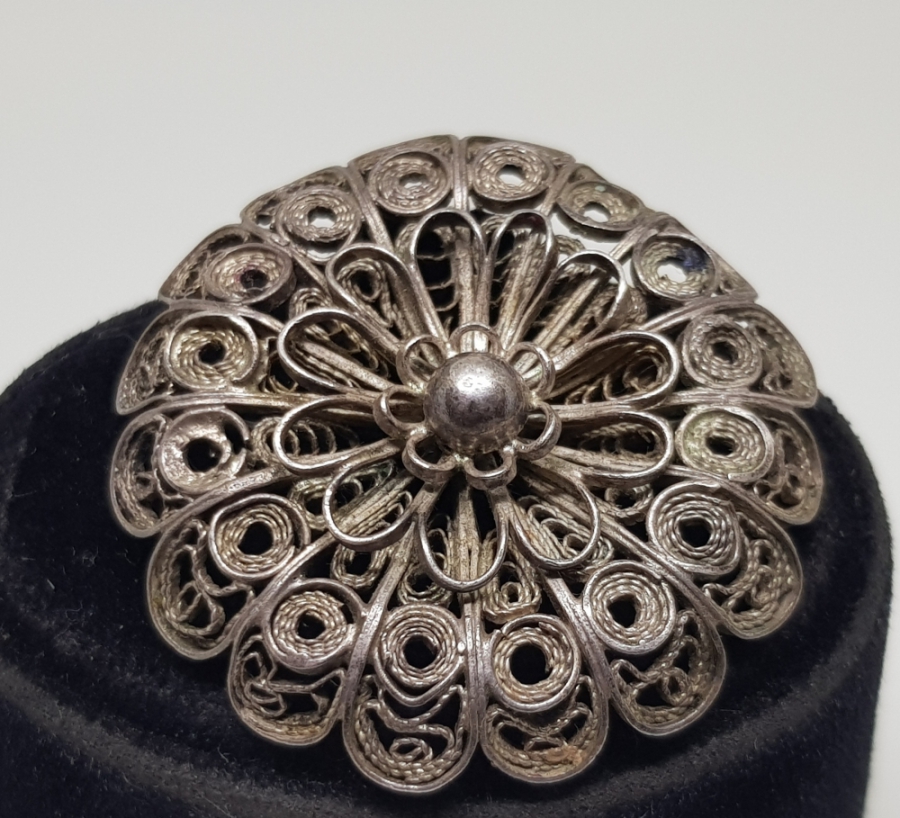 TELKARİ İŞÇİLİKLİ ÖZEL YAPIM GÜMÜŞ BROŞ