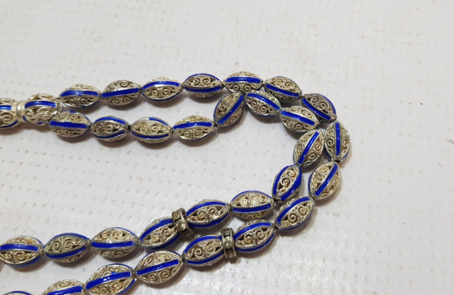 MİNE İŞÇİLİKLİ GÜMÜŞ KAPLAMA ANTİKA TESPİH