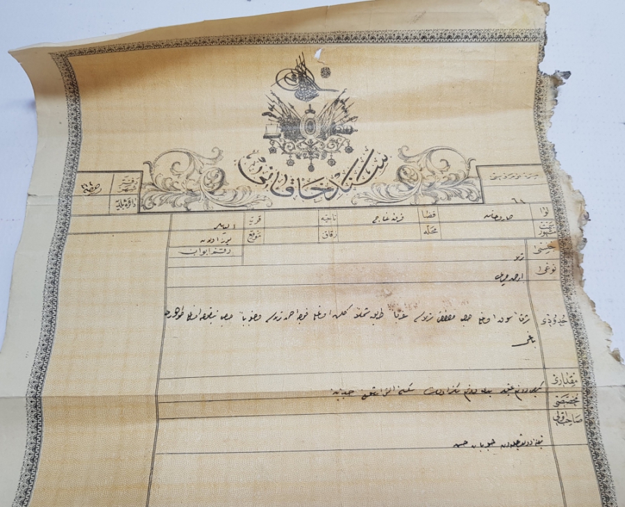 OSMANLI TUĞRALI VE DEVLET ARMALI DEV BOY TAPU BELGESİ