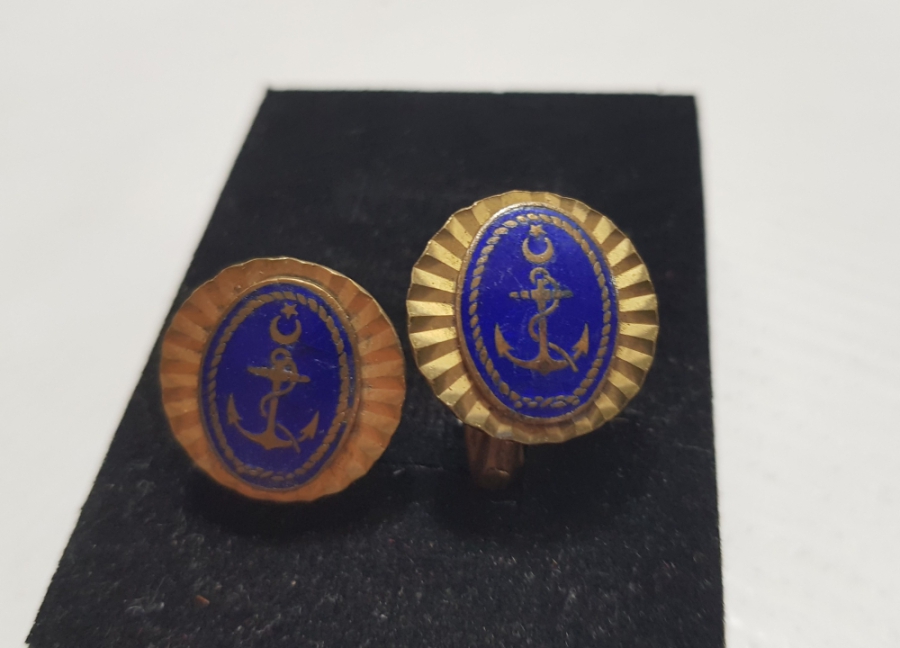 ÜZERİ MİNE İŞÇİLİKLİ OSMANLI DÖNEMİ NADİR DENİZCİ PAŞA KOL DÜĞMESİ