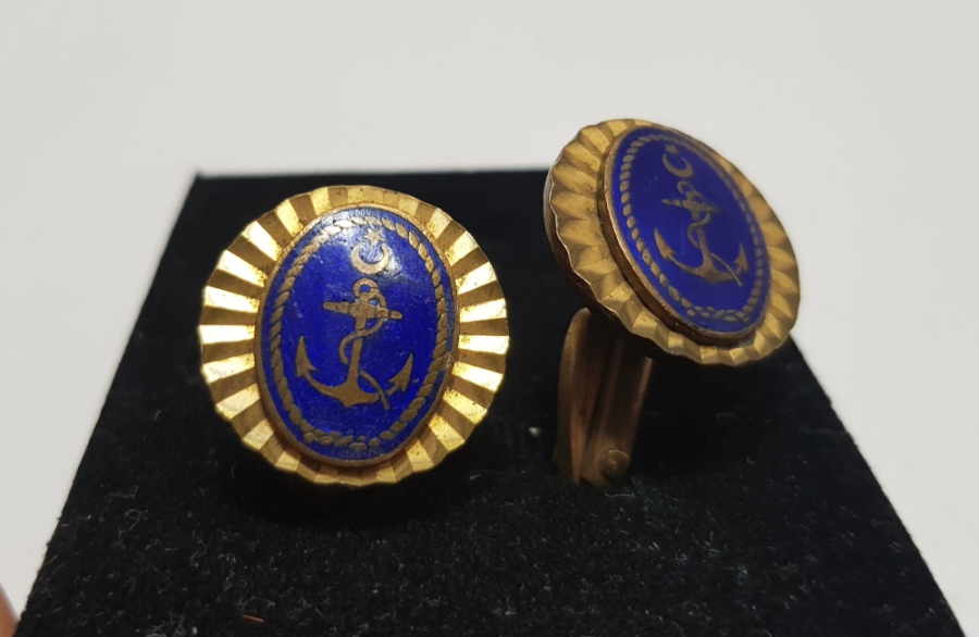 ÜZERİ MİNE İŞÇİLİKLİ OSMANLI DÖNEMİ NADİR DENİZCİ PAŞA KOL DÜĞMESİ