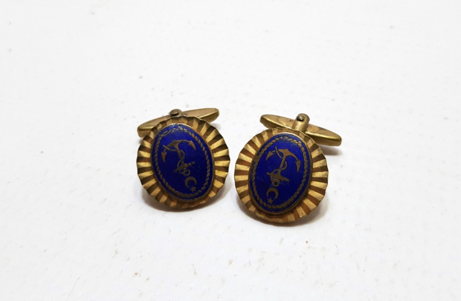 ÜZERİ MİNE İŞÇİLİKLİ OSMANLI DÖNEMİ NADİR DENİZCİ PAŞA KOL DÜĞMESİ