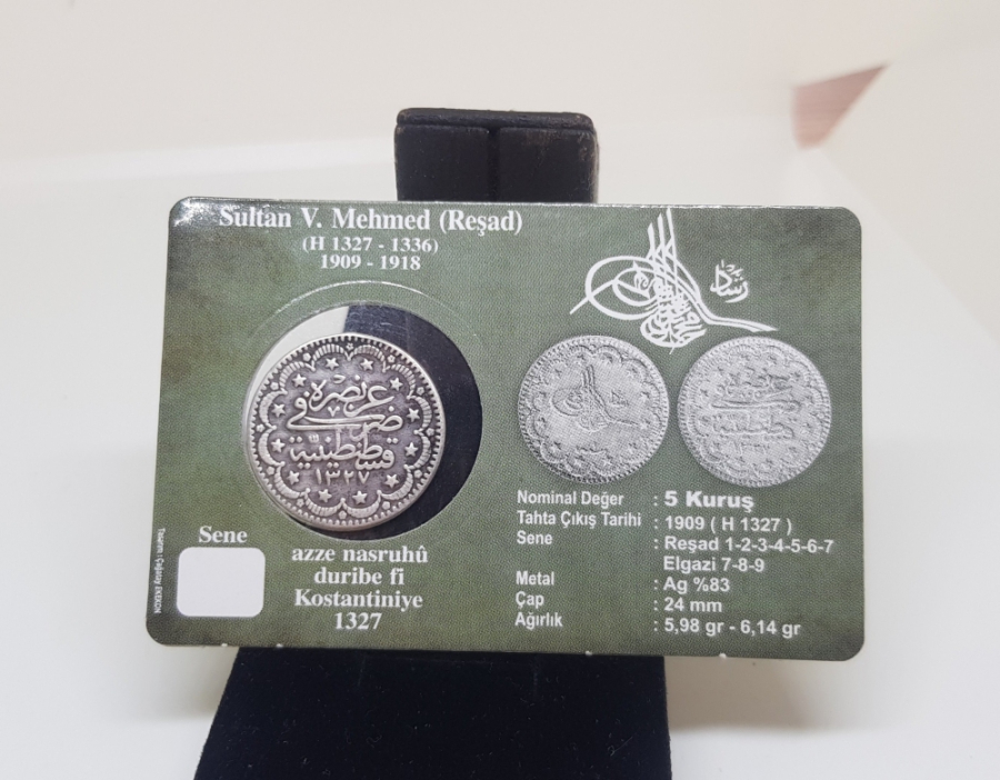 SULTAN MEHMET REŞAT HAN DÖNEMİ GÜMÜŞ 5 KURUŞ MECİDİYE