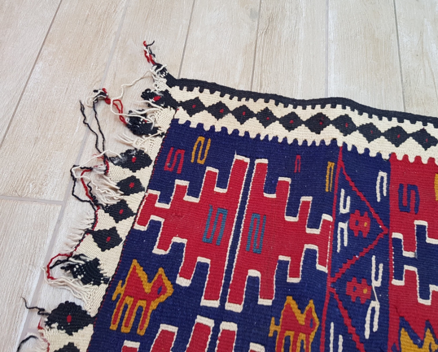 OSMANLI DÖNEMİ EL DOKUMA ÜZERİ DEVELİ YÖRÜK İŞİ KİLİM