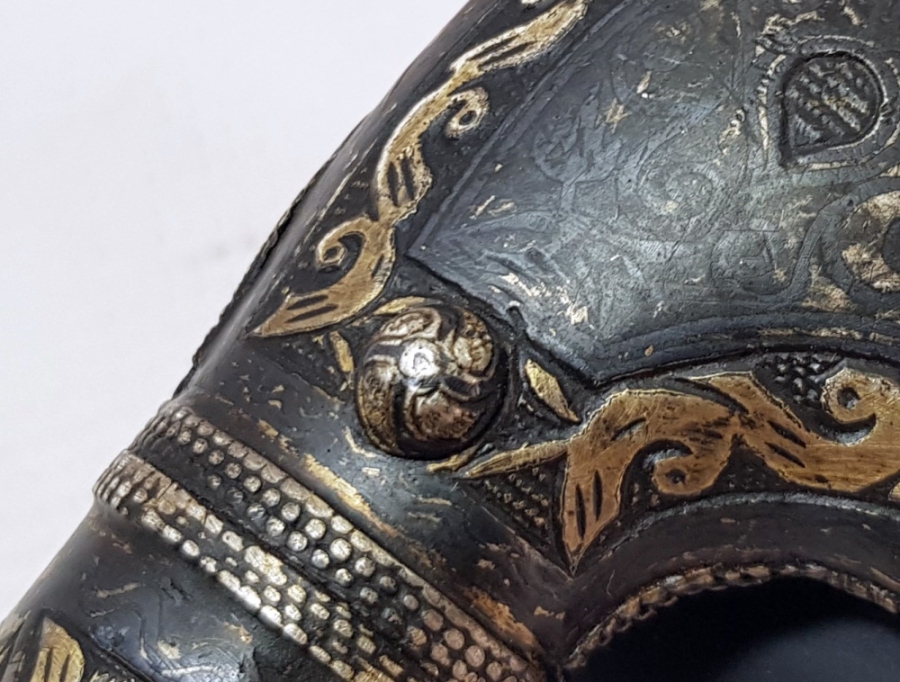 GÜMÜŞ VE ALTINLI OSMANLI DÖNEMİ ŞAŞKA FORMLU ÇERKES KAMASI