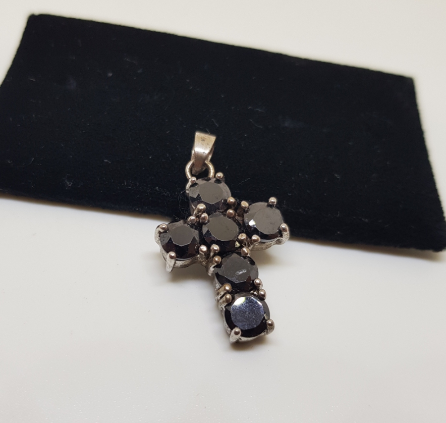 GRANAT TAŞLI ÖZEL YAPIM HAC FORMLU GÜMÜŞ KOLYE UCU