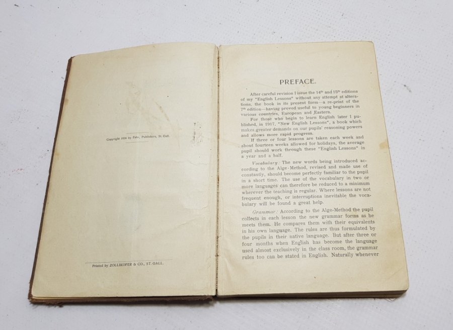 1924 TARİHLİ İNGİLİZCE DERS KİTABI