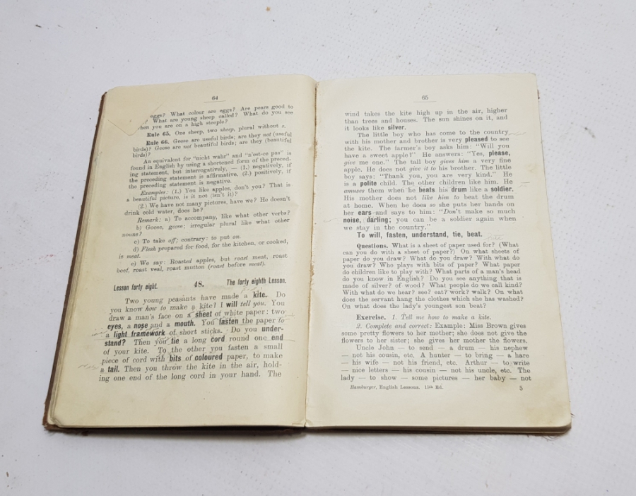 1924 TARİHLİ İNGİLİZCE DERS KİTABI