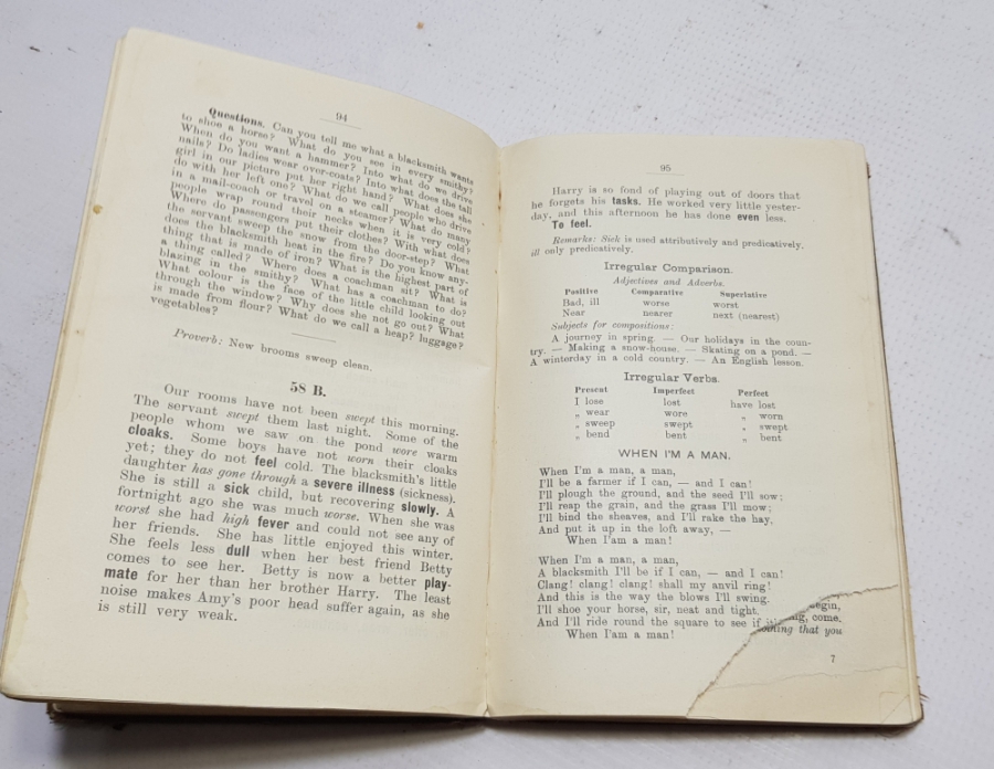 1924 TARİHLİ İNGİLİZCE DERS KİTABI