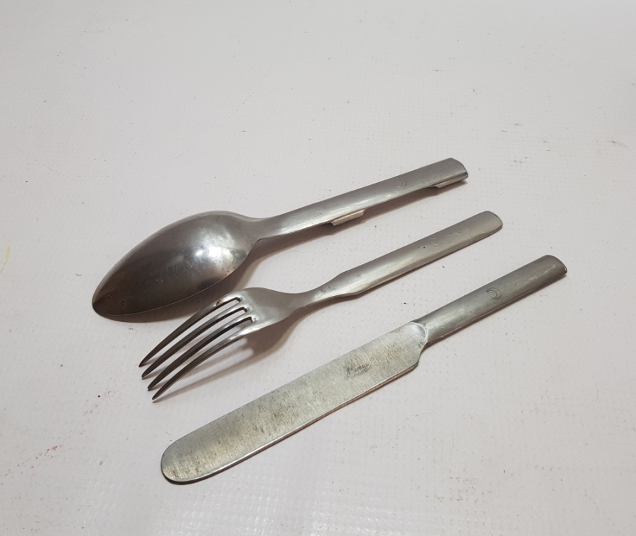 OSMANLI DÖNEMİ ÇOK NADİR HİLAL-İ AHMER ÇATAL BIÇAK KAŞIK SETİ