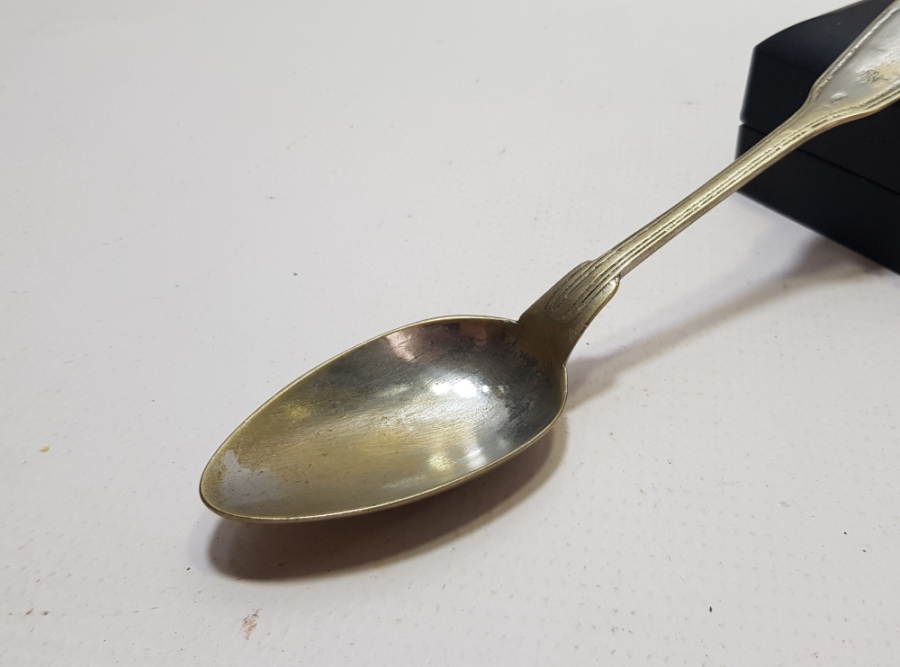 ÜZERİ USTA DAMGALI OSMANLI DÖNEMİ GÜMÜŞ KAPLAMA KAŞIK