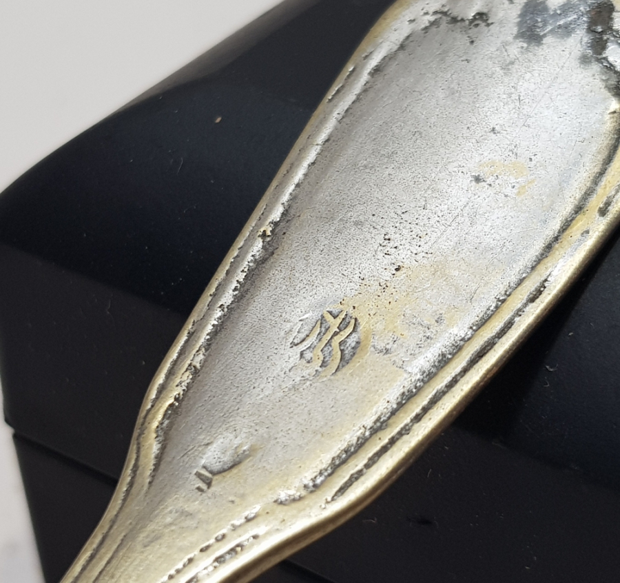 ÜZERİ USTA DAMGALI OSMANLI DÖNEMİ GÜMÜŞ KAPLAMA KAŞIK