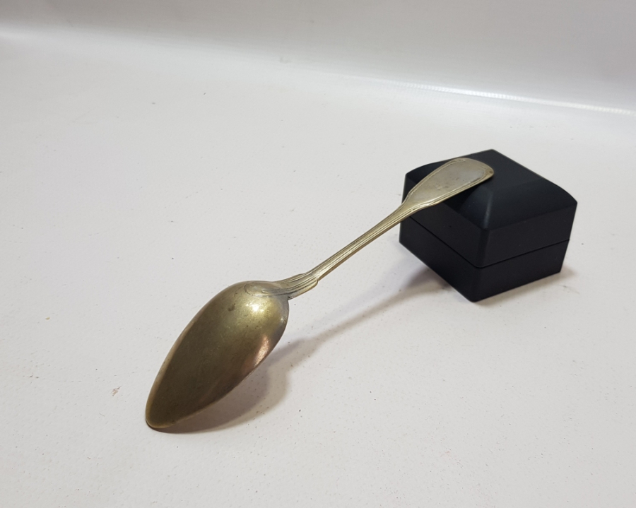 ÜZERİ USTA DAMGALI OSMANLI DÖNEMİ GÜMÜŞ KAPLAMA KAŞIK